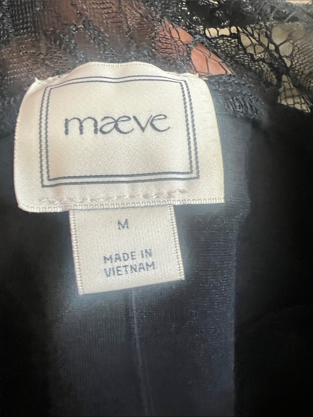 Anthropologie Maeve One-Shoulder Lace-Trimmed Top Black Sz M romantic - Picture 7 of 11
